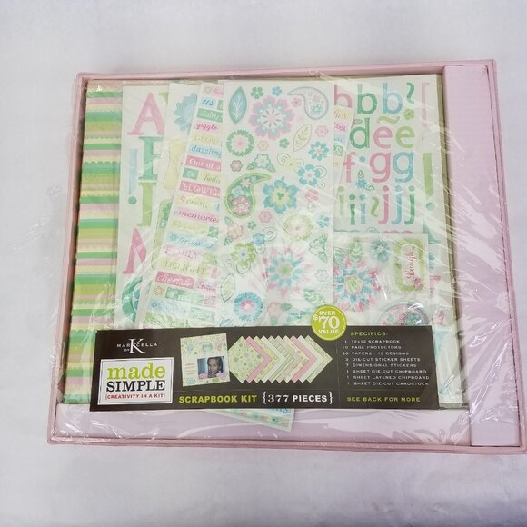 Marcella by K Scrapbook "Bon Bon" 12x12 Mega Kit Album Stickers Paper 377 Pieces - Picture 1 of 11